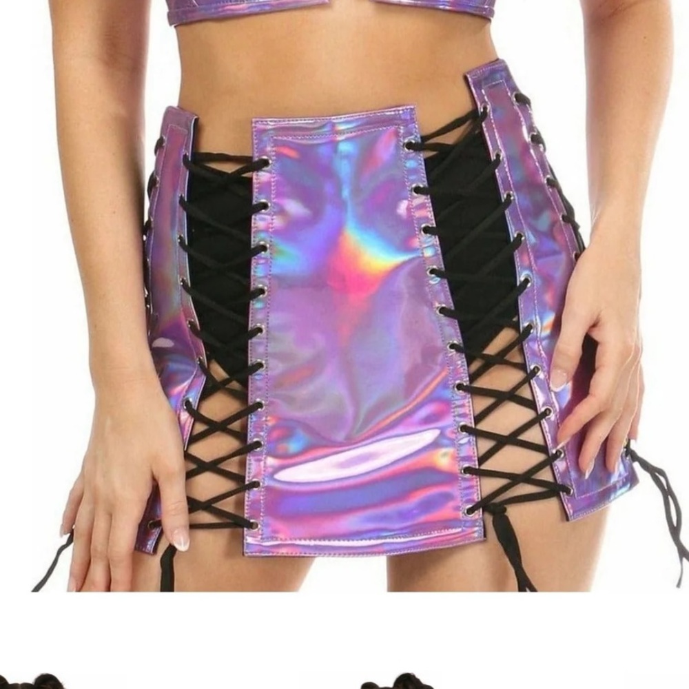 Daisy Corsets Lavender Holographic Skirt L ♦️